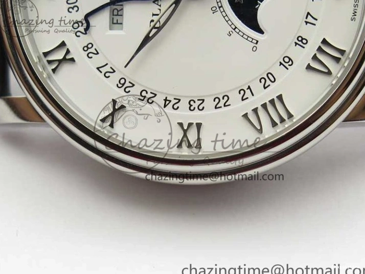 0311 MultiPurpose Villeret 6654 SS Complicated Function OMF 1:1 Best Edition White Dial on Black Leather Strap A6654 V 7901